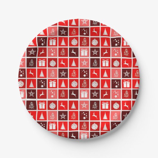 Assiettes En Carton Red Christmas Holiday Cute Tree Reinder (Devant)