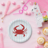 Assiettes En Carton Red Crab Painting Nautical Stripe Paper Plates (Fête)