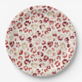 Assiettes En Carton Red Cream Leopard Animal Print (Devant)
