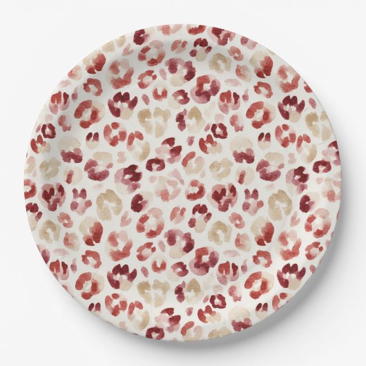 Assiettes En Carton Red Cream Leopard Animal Print (Devant)