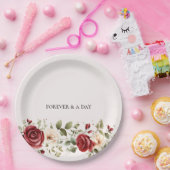 Assiettes En Carton Red Cream Rose Mariage or (Fête)