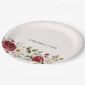 Assiettes En Carton Red Cream Rose Mariage or (Angle)
