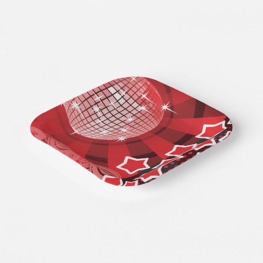 Assiettes En Carton Red Disco Party Thème avec étoiles et Parties scin (Angulaire)
