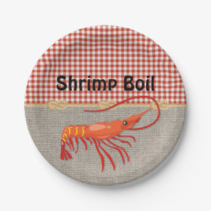 Assiettes En Carton Red En vichy Burlap Corde Shrimp Boil Party
