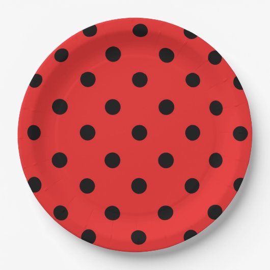 Assiettes En Carton Red et Black Ladybug Patch Anniversaire (Devant)