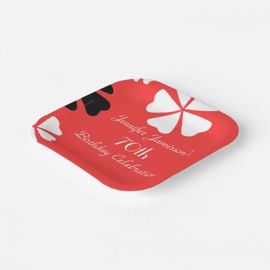 Assiettes En Carton Red Floral, Nom 70e fête d'anniversaire Simple Car (Angulaire)