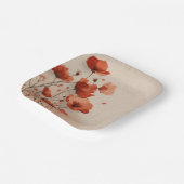 Assiettes En Carton Red flowers. (Angulaire)