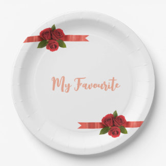 Assiettes En Carton Red Flowers Favorite