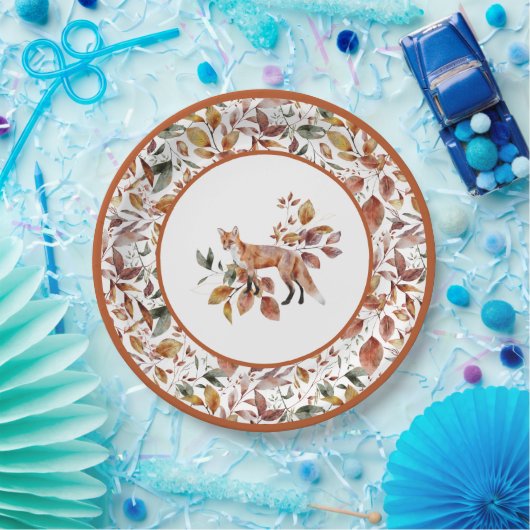 Assiettes En Carton Red Fox Automne Feuilles Motif (Fête)