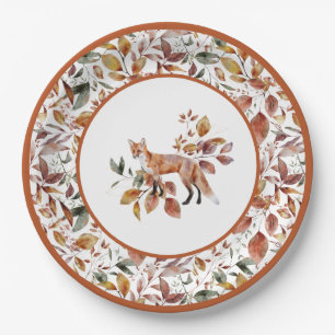 Assiettes En Carton Red Fox Automne Feuilles Motif