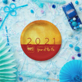 Assiettes En Carton Red Gold Chinese Ox coupé en papier 2021 PP (Fête)