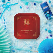 Assiettes En Carton   Red  Gold Chinese Wedding Custom  (Fête)