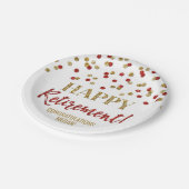 Assiettes En Carton Red Gold Confetti joyeuse retraite (Angle)