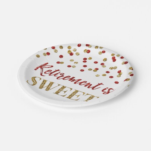 Assiettes En Carton Red Gold Confetti Retirement est doux (Angle)