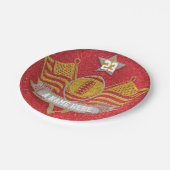 Assiettes En Carton Red & Gold Parties scintillant School Football Tea (Angle)