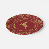 Assiettes En Carton Red Gold Snowflake Reindee (Angle)