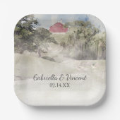 Assiettes En Carton Red Grange sur Hillside Country Farm Mariage (Recto)