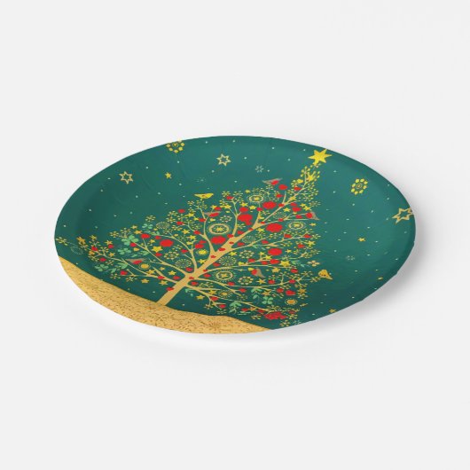 Assiettes En Carton Red Green Gold Parties scintillant Chrismas Winter (Angle)