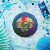 Assiettes En Carton Red Haied Sirène Golden Seashell fête d'anniversai (Fête)