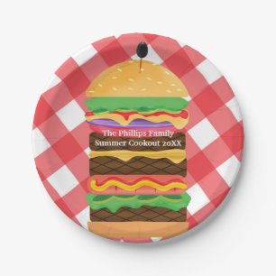 Assiettes En Carton Red Hamburger Summer Cookout Barbecue Party Custom