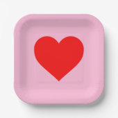 Assiettes En Carton Red Heart Beat Pastel Rose (Recto)