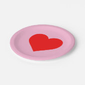 Assiettes En Carton Red Heart Beat Pastel Rose (Angle)