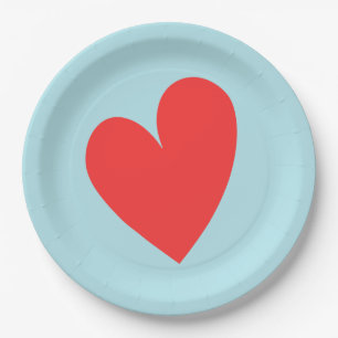 Assiettes En Carton Red Heart Pastel Blue Valentine's Day