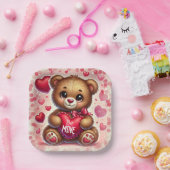 Assiettes En Carton Red Heart Valentine Teddy Bear fête d'anniversaire (Fête)