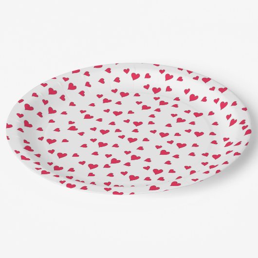 Assiettes En Carton Red Hearts mignon Motif Whimsical simple (Angle)