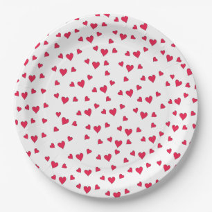 Assiettes En Carton Red Hearts mignon Motif Whimsical simple