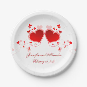 Assiettes En Carton Red Hearts Valentine's Day Mariage Plaques papier