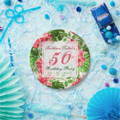 Assiettes En Carton Red Hibiscus 50e Anniversaire Plaque papier fête (Fête)