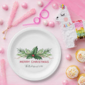 Assiettes En Carton Red Holly Bouquet Feuille Noël (Fête)