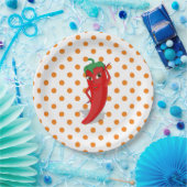 Assiettes En Carton Red Hot Pepper Diva Pois orange (Fête)