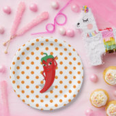 Assiettes En Carton Red Hot Pepper Diva Pois orange (Fête)