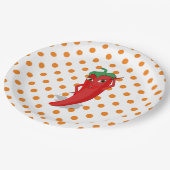 Assiettes En Carton Red Hot Pepper Diva Pois orange (Angle)
