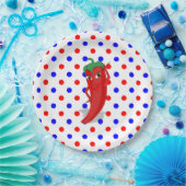 Assiettes En Carton Red Hot Pepper Diva Rouge Bleu Pois (Fête)