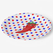 Assiettes En Carton Red Hot Pepper Diva Rouge Bleu Pois (Angle)