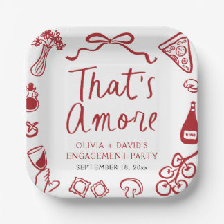 Assiettes En Carton Red Italian That's Amore Pizza Engagement Party