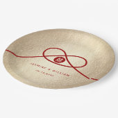 Assiettes En Carton Red Knot Union Double Bonheur Mariage chinois (Angle)