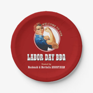 Assiettes En Carton Red LABOR DAY BBQ Rosie Riveter