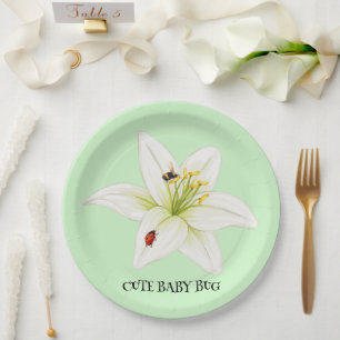 Assiettes En Carton Red Ladybug rose Lily Flower nom personnalisé fill