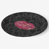 Assiettes En Carton Red Lips Kiss Black Floral (Angle)