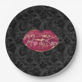 Assiettes En Carton Red Lips Kiss Black Floral (Devant)