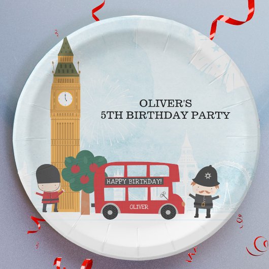 Assiettes En Carton Red London Bus & Clock Tower Anniversaire de enfan