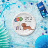 Assiettes En Carton Red Long Cheveux Dachshund Dessin Chien Joyeux Ann (Fête)