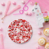 Assiettes En Carton Red Love Hearts Mosaic Pattern (Fête)