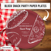 Assiettes En Carton Red Neighbority Fun Block Snack Food Party