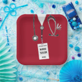 Assiettes En Carton Red Nurse Grad 2025 Plaques papier de partie (Fête)