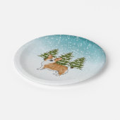 Assiettes En Carton Red Pembroke Welsh Corgi Bleu Noël d'hiver (Angle)